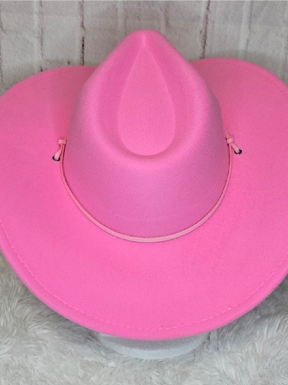 Hot Pink Western Cowboy Hat | Size 57 | Adjustable Chin Strap - Picture 4 of 7